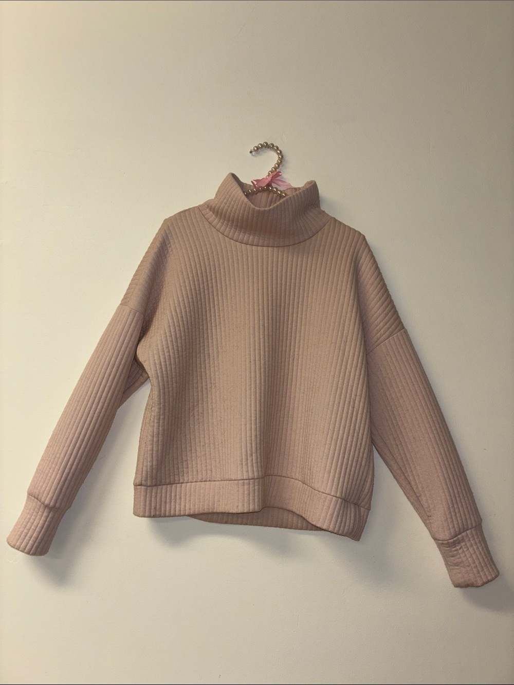 For the Republic Women's Ribbed Turtleneck Sweater - Blush Pink Sz medium